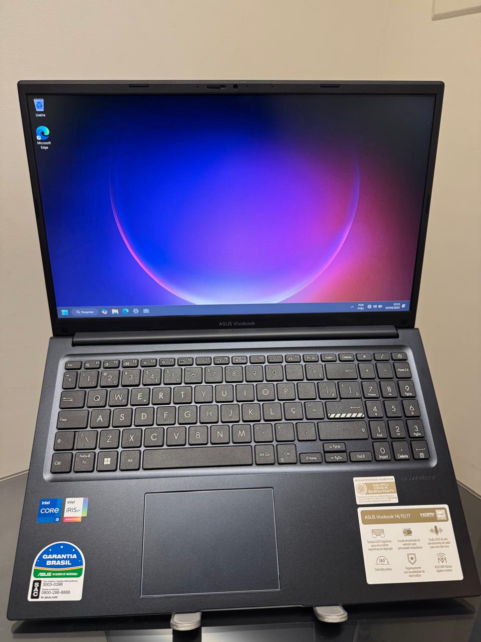 Notebook Asus Vivobook - i5-13°Geração - 8GB Ram - SSD 256GB Nvme - Intel Iris XE -15P- Completo
